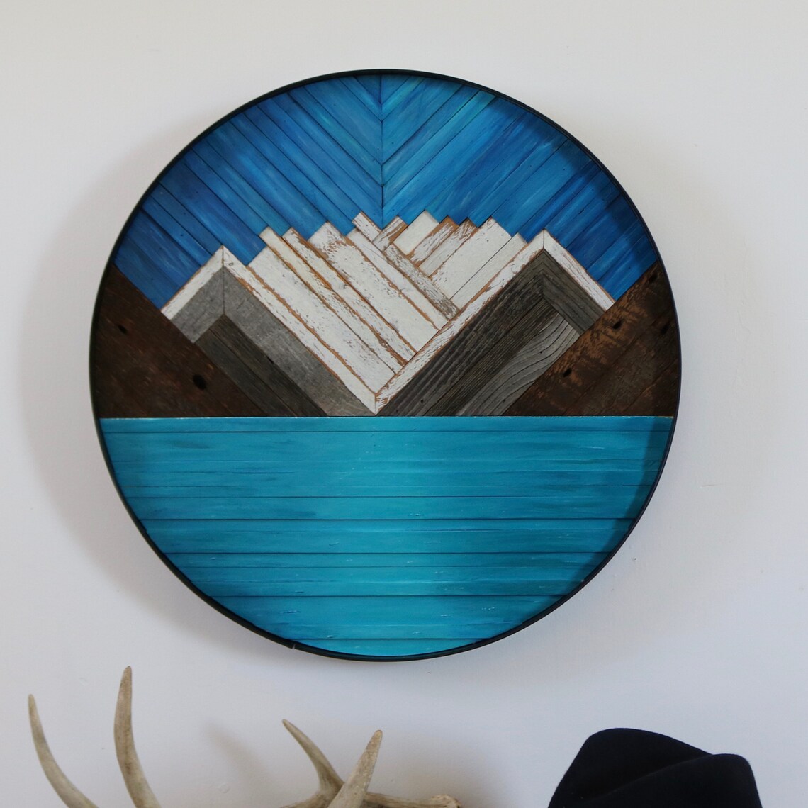Wood Mountain Art Reclaimed Wood Art Mountain Art Wooden Etsy