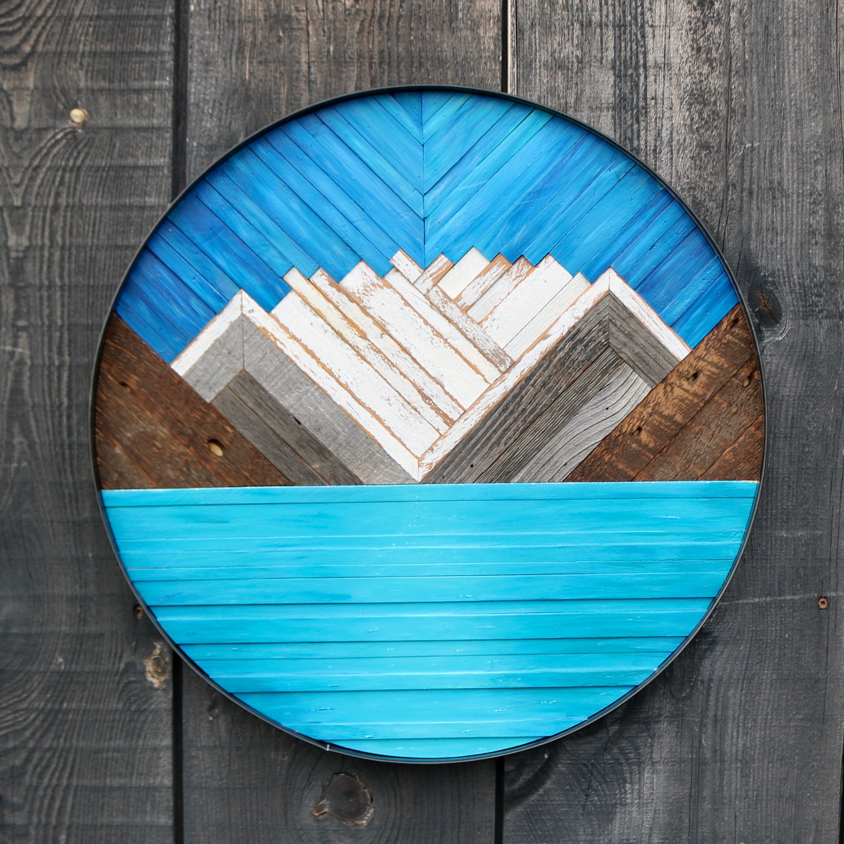 Wood Mountain Art Reclaimed Wood Art Mountain Art Wooden Etsy