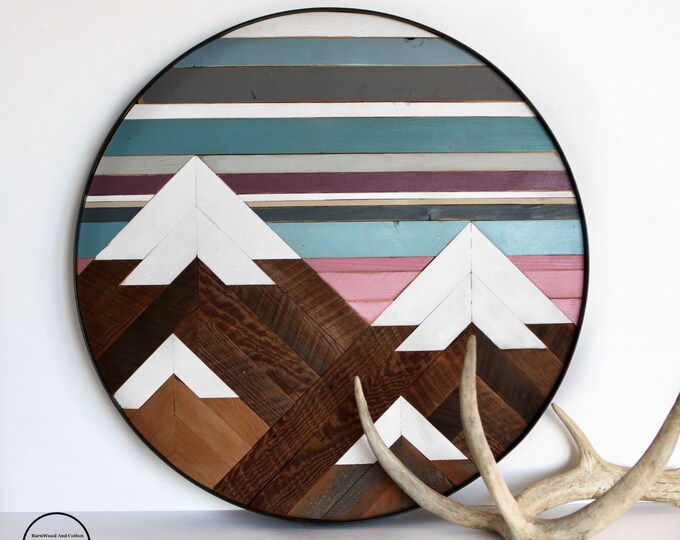 Mountain Art Reclaimed Wood Mountain Mosaic Wall Art Etsy