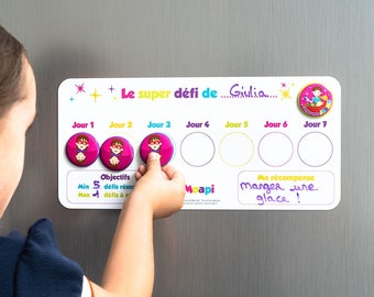 Tableau du super défi - tableau de motivation enfant - Moapi - récompense comportement