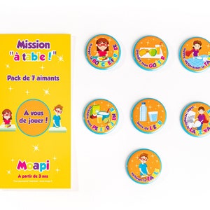 Pack Mission à table complément d'aimants pour tableau de routine ou motivation et récompense enfant Français Moapi image 1