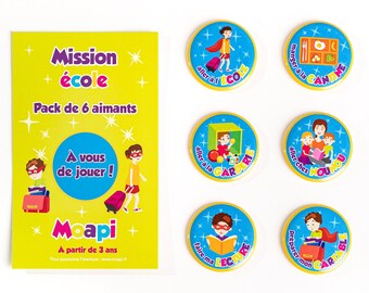 Pack Mission école - Complément d'aimants pour tableau de routine ou motivation et récompense enfant Français Moapi