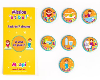 Pack Mission "à table" ! - complément d'aimants pour tableau de routine ou motivation et récompense enfant Français Moapi
