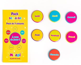 Pack ma semaine - complément d'aimants pour tableau de routine enfant Moapi