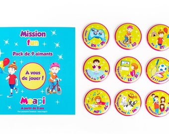 Fun Mission Pack - complementary magnets for routine board or motivation and rewards French child Moapi