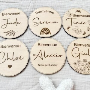 Carte bienvenue bébé personnalisable en bois- Annonce prénom bébé à la naissance personnalisée avec le prénom