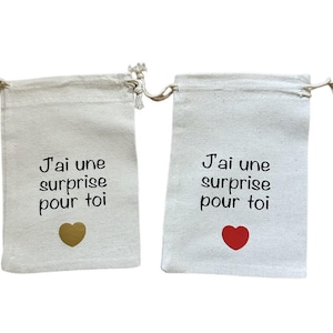 Pochon cadeau "J'ai Une Surprise Pour Toi" annonce grossesse mariage marraine parrain  témoin