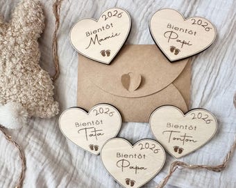 Magnet bois annonce grossesse - Cadeau surprise futurs grands-parents - Message gravé original - Idée reveal bébé avec pochette cadeau 2026