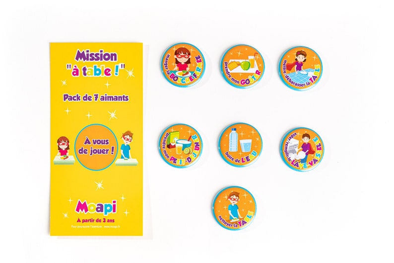 Pack Mission à table complément d'aimants pour tableau de routine ou motivation et récompense enfant Français Moapi image 1