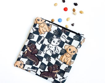 Kids Snack Bag - Checker Pups Snack Bag - Reusable Snack Bag - Puppy Zipper Pouch - Kids Sandwich Bag