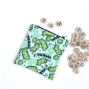 Snack Bag - Love Pickles Snack Bag - Reusable Snack Bag - Pickle Zipper Pouch - Reusable Sandwich Bag