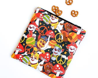 Hero Pups Snack Bag: Reusable Cotton Canvas Zipper Pouch