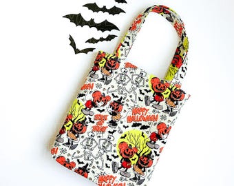 Trick or Treat Bag – Halloween Candy Tote for Kids – Reusable Fabric Treat Bag – Cotton Canvas Halloween Bag – Handmade Halloween Tote