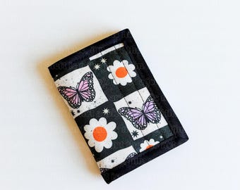 Cute Trifold Wallet with Coin Pocket, ID Slot & Card Holders – Compact Fabric Wallet – Small Women’s Wallet – Handmade Gift Idea