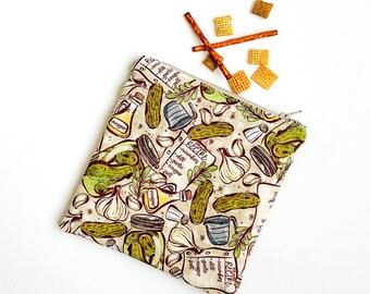 Snack Bag - Pickle Recipe Snack Bag - Reusable Snack Bag - Pickle Zipper Pouch - Reusable Sandwich Bag