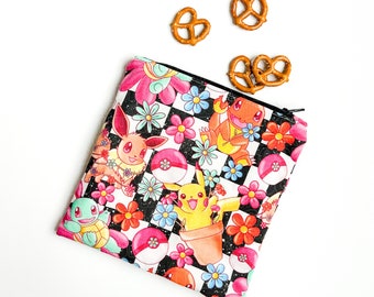 Snack Bag - Spring Poké Snack Bag - Reusable Snack Bag - Video Game Zipper Pouch