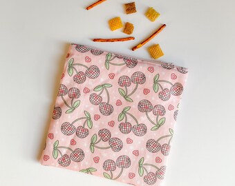 Valentine’s Day Snack Bag - Disco Cherries Snack Bag - Reusable Snack Bag - Valentine’s Zipper Pouch - Valentine’s Day Gift