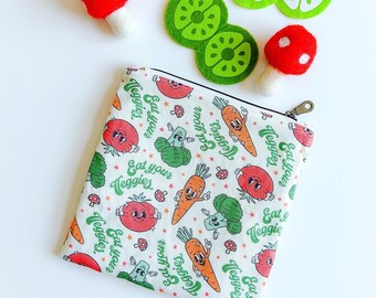 Snack Bag - Veggies Snack Bag - Reusable Snack Bag - Vegetables Zipper Pouch - Reusable Sandwich Bag