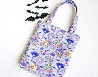 Trick or Treat Bag – Halloween Candy Tote for Kids – Reusable Fabric Treat Bag – Cotton Canvas Halloween Bag – Handmade Halloween Tote