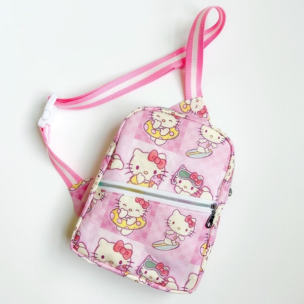 Kids Sling Pack - Child Sling Backpack - Kids Sling Bag - Summer Kitty Sling Bag