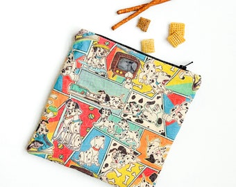 Kids Snack Bag - Spotted Pups Snack Bag - Reusable Snack Bag - Puppy Zipper Pouch - Kids Sandwich Bag