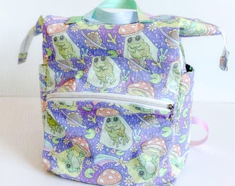 Backpack Diaper Bag - Large Zipper Backpack - School Backpack - Mom Gift - Baby Shower Gift - Frog UFOs Backpack