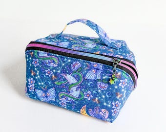Expandable Open-Up Pouch | Travel Makeup Bag | Toiletry Organizer with Zipper Compartments | Handmade Storage Bag for Cosmetics Accessories