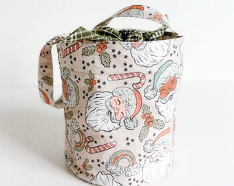 Christmas Bucket Bag, Holiday Purse, Festive Christmas Bag, Handmade Gift, Christmas Shopping Bag, Holiday Accessory