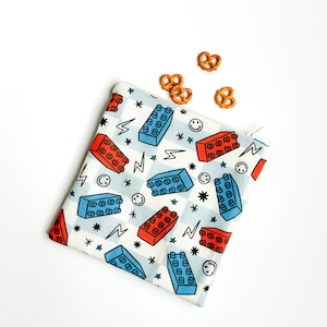 Snack Bag - Building Blocks Snack Bag - Reusable Snack Bag - Blocks Zipper Pouch - Kids Gift