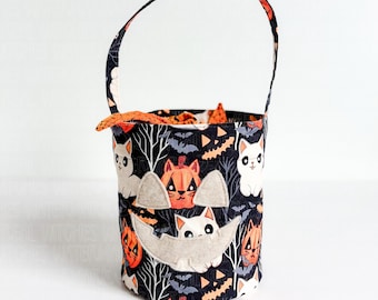 Trick or Treat Bag – Halloween Candy Tote for Kids – Reusable Fabric Treat Bag – Cotton Canvas Halloween Bag – Handmade Halloween Tote