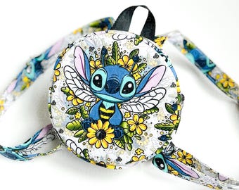 Mini Backpack – Small Round Backpack for Women or Kids – Cotton Canvas Bag – Handmade Gift – Cute Festival Bag – Customizable Accessory