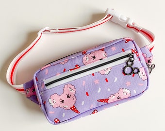 Kids Fanny Pack - Child Size Fanny Pack - Belted Waist Bag - Kids Hip Bag - Cotton Candy Mouse Fanny Pack