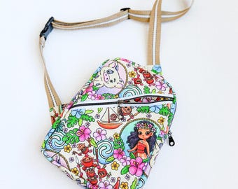 Small Sling Bag – Crossbody Bag with Zipper – Cotton Canvas Bag – Adjustable Strap – Minimalist Purse – Travel Bag – Optional Coin Pouch