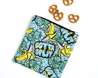 Snack Bag - Gotta Split Snack Bag - Reusable Snack Bag - Banana Zipper Pouch - Reusable Sandwich Bag