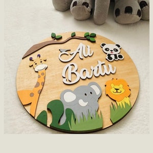 Kinderzimmer-Dekoration, Kinderzimmer-Namensschild, Babyparty, personalisiertes rundes Schild, rundes Namensschild, 3D-Namensschild, individueller Name, 12 Zoll, Ocean2024 Bild 2