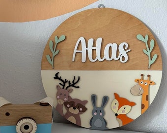 Nursery Decor, Nursery Name Sign, Baby Shower, Personalized Round plaque, Round name sign, 3D Name Sign ,Custom Name, 12 inch, Ocean2024