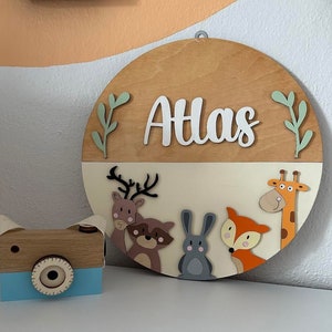 Kinderzimmer-Dekoration, Kinderzimmer-Namensschild, Babyparty, personalisiertes rundes Schild, rundes Namensschild, 3D-Namensschild, individueller Name, 12 Zoll, Ocean2024 Bild 1