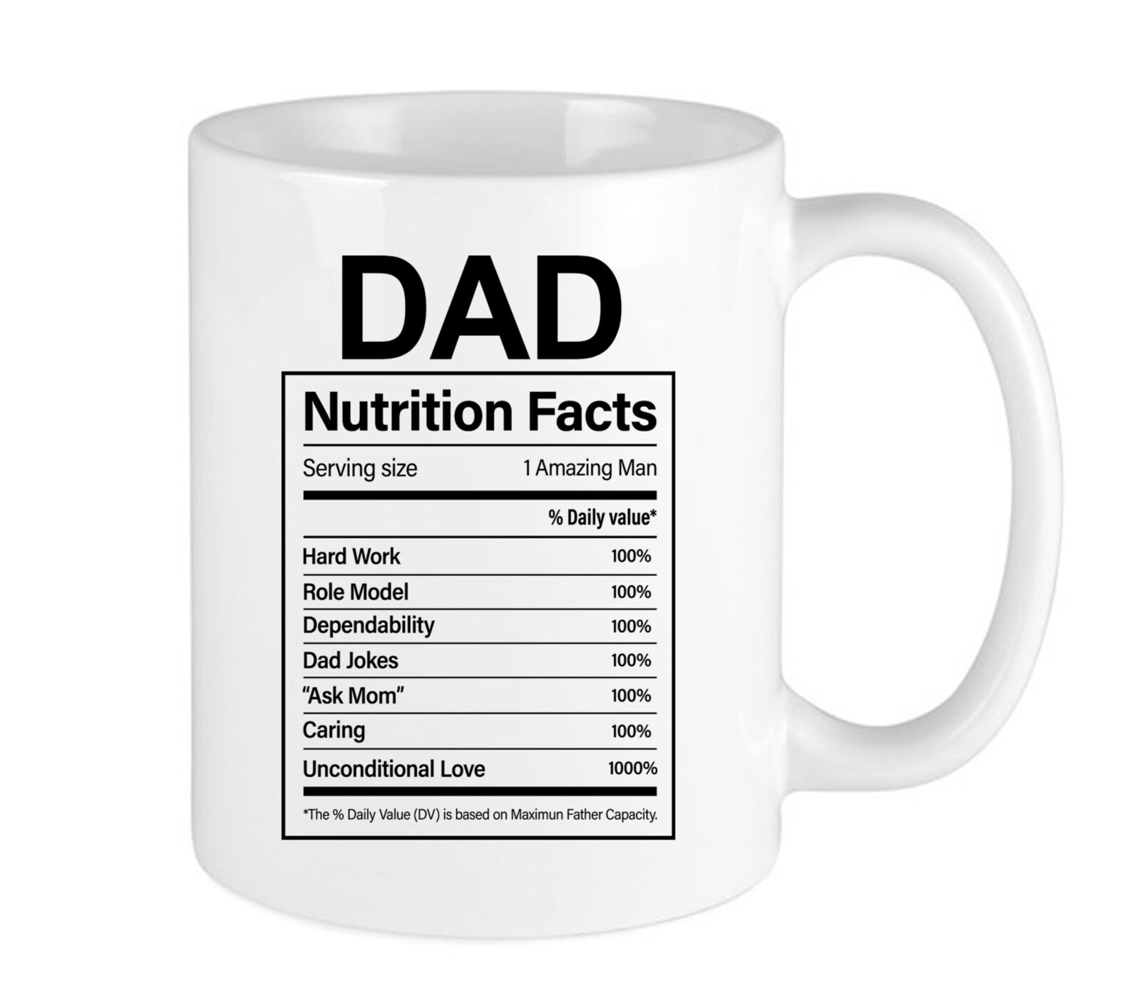 Dad Nutrition Facts Label Fathers Day Funny Ceramic Coffee Mug | Etsy