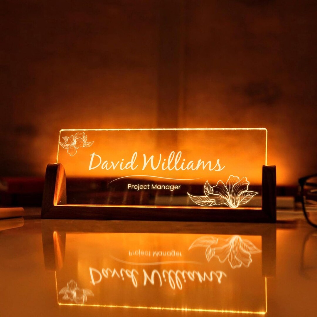Personalized Modern Office Desk Name Plate, Custom Desk Nameplate With