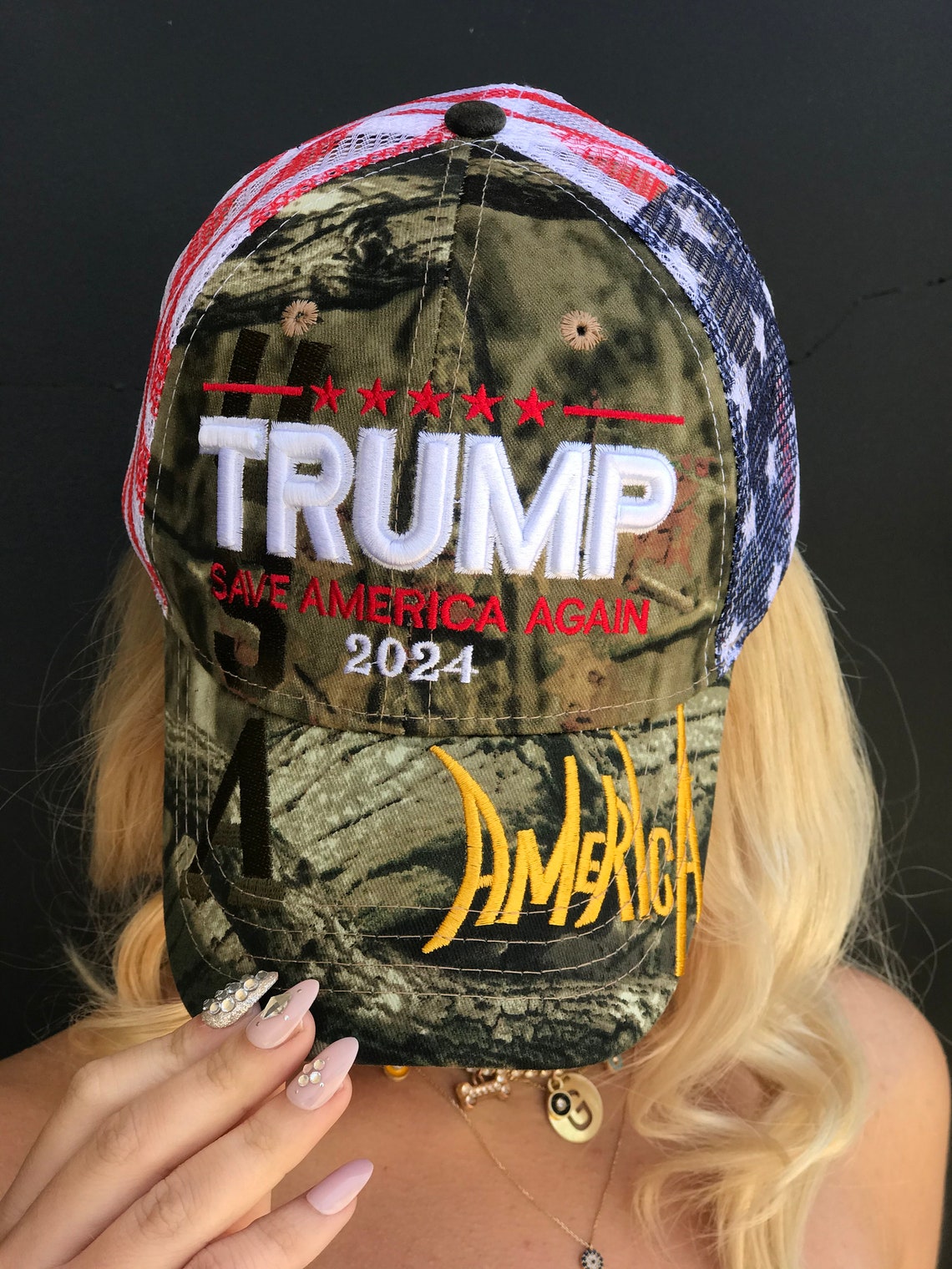 Trump 2024 Men Mesh Back Adjustable Cameo Cap Adjustable Etsy