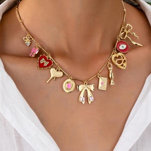 Build Your Own Custom Charm Necklaces for Women, Pick Your Charms, Vintage Chunky Necklace, Gold Charm Necklace, Personalized Birthday, MZO1