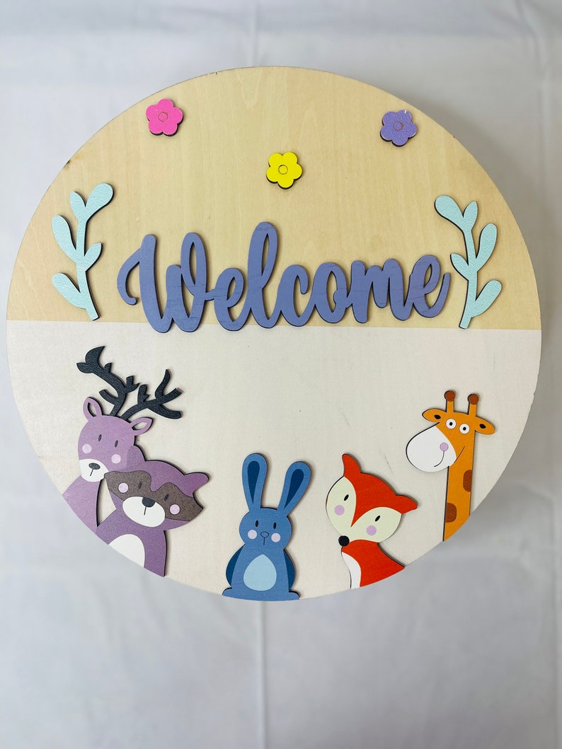 Kinderzimmer-Dekoration, Kinderzimmer-Namensschild, Babyparty, personalisiertes rundes Schild, rundes Namensschild, 3D-Namensschild, individueller Name, 12 Zoll, Ocean2024 Cursive Design-B