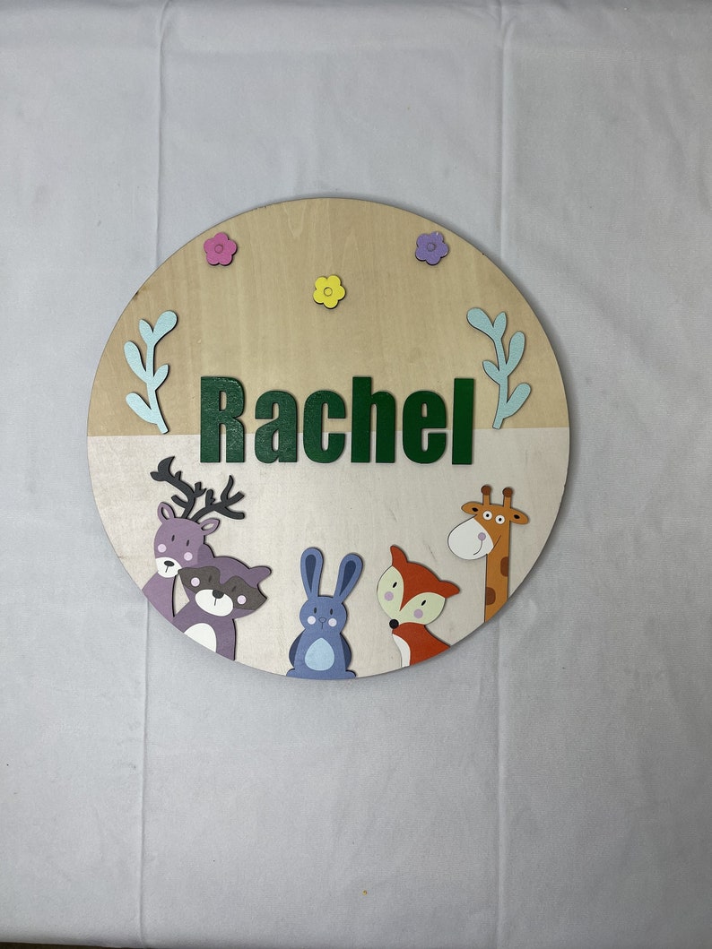 Kinderzimmer-Dekoration, Kinderzimmer-Namensschild, Babyparty, personalisiertes rundes Schild, rundes Namensschild, 3D-Namensschild, individueller Name, 12 Zoll, Ocean2024 Block-Design-B