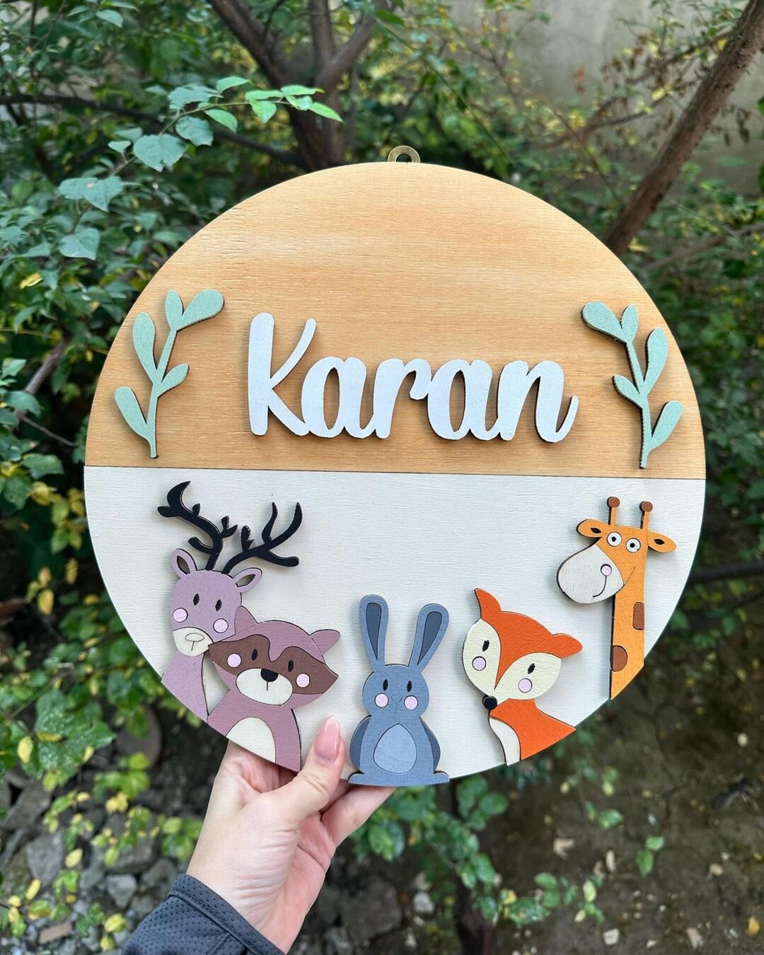 Custom Baby Name Round Sign, Personalized Birth Announcement, Nursery