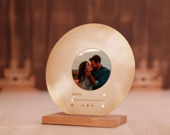 Personalized Vinyl Record with Photo - Acrylic Song Plaque - Anniversary Gift for Friends - Birthday Gift for Her Him - Christmas Gifts,