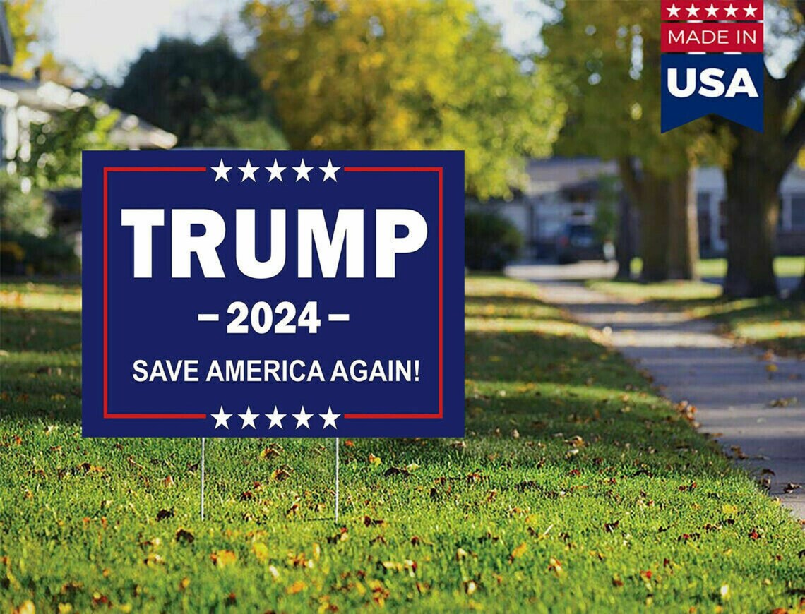 Donald Trump 2024 Yard Sign Save America Again Sign with Metal Etsy