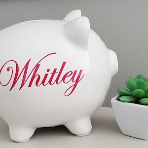 Personalized White Ceramic Piggy Bank-   Boy-Girl