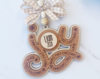 My First Christmas Ornament, Baby Boy First Christmas Ornament, New Baby Ornament 2021, Custom Baby Keepsake Gift
