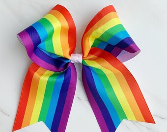 Large Rainbow Stripe PRIDE Ribbon Hair Bow