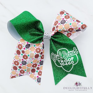 Girl Scouts Personalized Hair Bow - Personalized Cheer Bow - Girls Scouts Hair Bow - Girl Scouts Cookies Bow - Glitter Bow